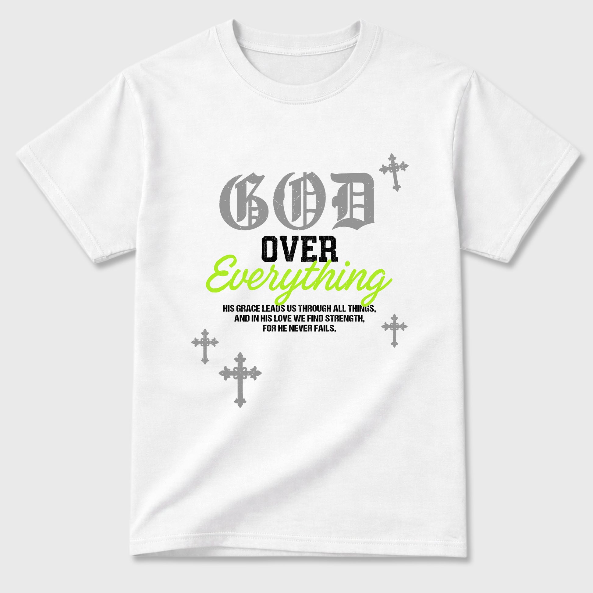 Sneakerfit graphic tee destination – Sneaker Tees To Match Air Max 90 Neon Yellow Sneakers – God Over Everything Tee White 2