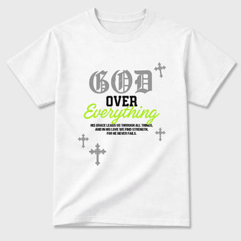 Sneakerfit graphic tee destination – Sneaker Tees To Match Air Max 90 Neon Yellow Sneakers – God Over Everything Tee White 2