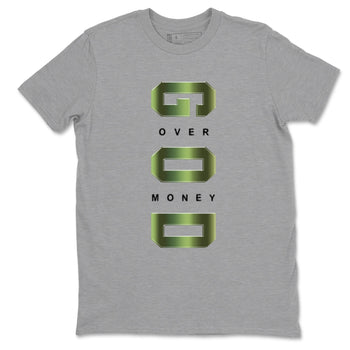Sneaker match tees – Sneaker Tees To Match Air Foamposite One Pine Green Shoes – God Over Money Tee Heather Grey 2