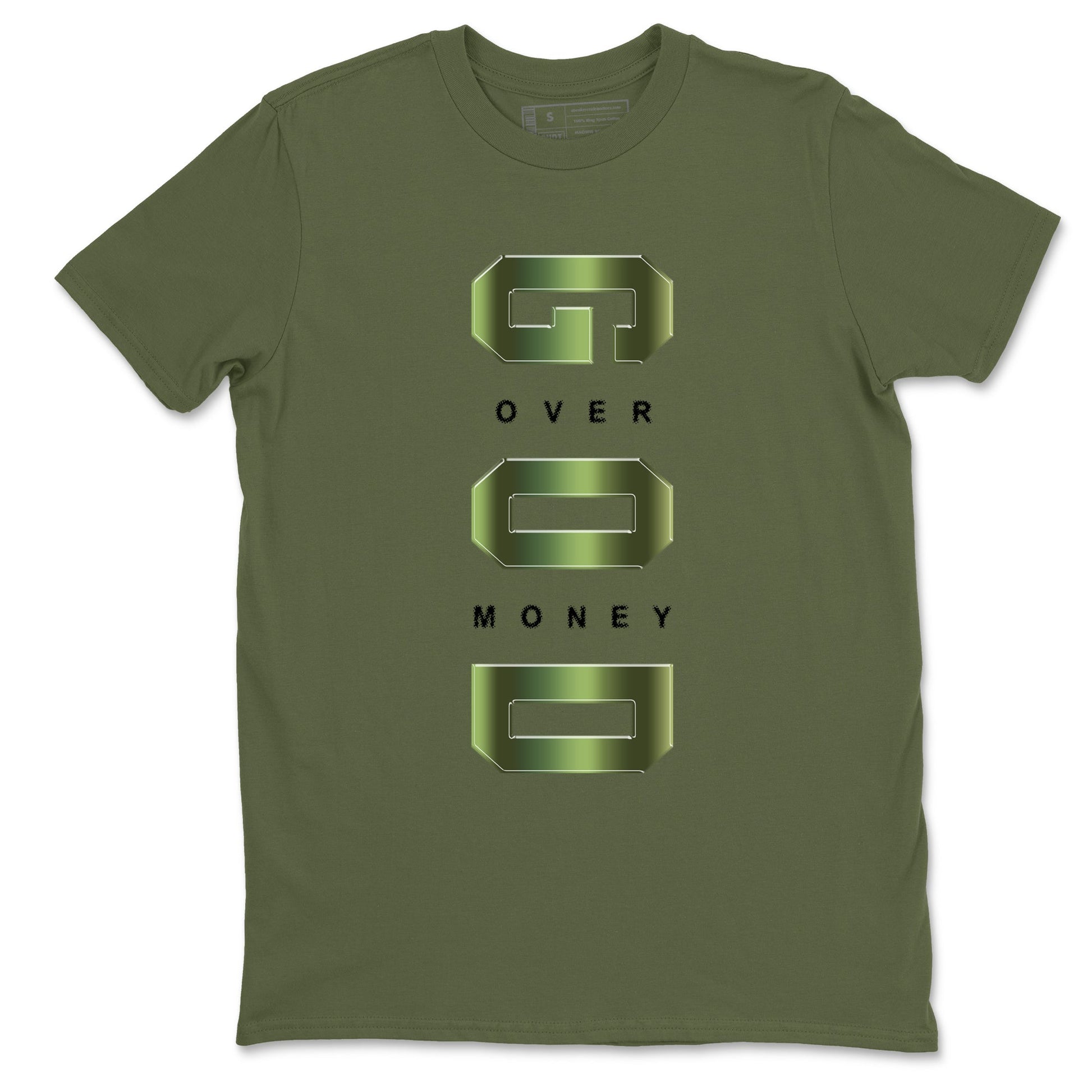 Sneaker match tees – Sneaker Tees To Match Air Foamposite One Pine Green Shoes – God Over Money Tee Military Green 2