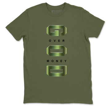 Sneaker match tees – Sneaker Tees To Match Air Foamposite One Pine Green Shoes – God Over Money Tee Military Green 2