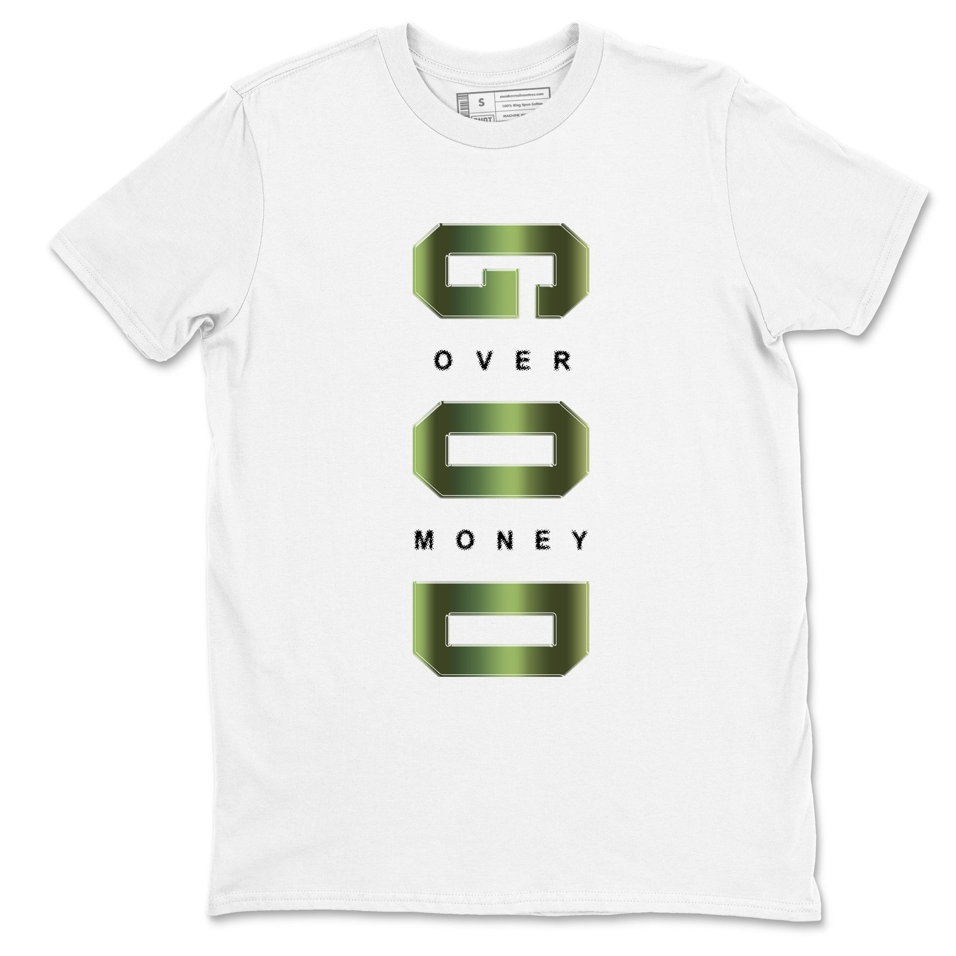 Sneaker match tees – Sneaker Tees To Match Air Foamposite One Pine Green Shoes – God Over Money Tee White 2