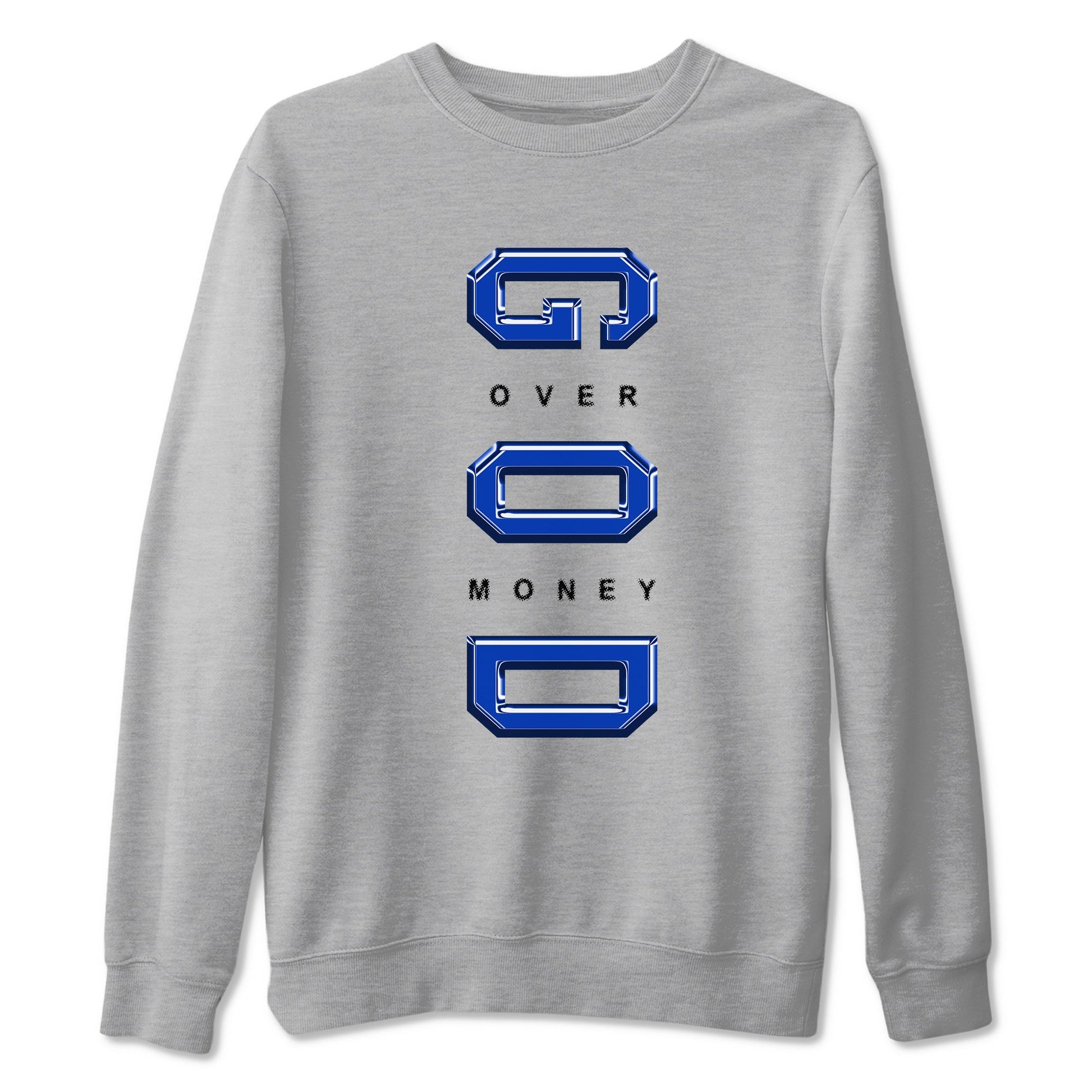 Foams One Royal shirts to match jordans God Over Money sneaker match tees Air Foamposite One Royal match shoes to clothes SNRT Sneaker Tees unisex cotton Heather Grey 2 shirts