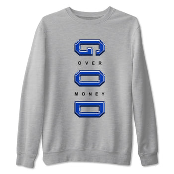 Foams One Royal shirts to match jordans God Over Money sneaker match tees Air Foamposite One Royal match shoes to clothes SNRT Sneaker Tees unisex cotton Heather Grey 2 shirts