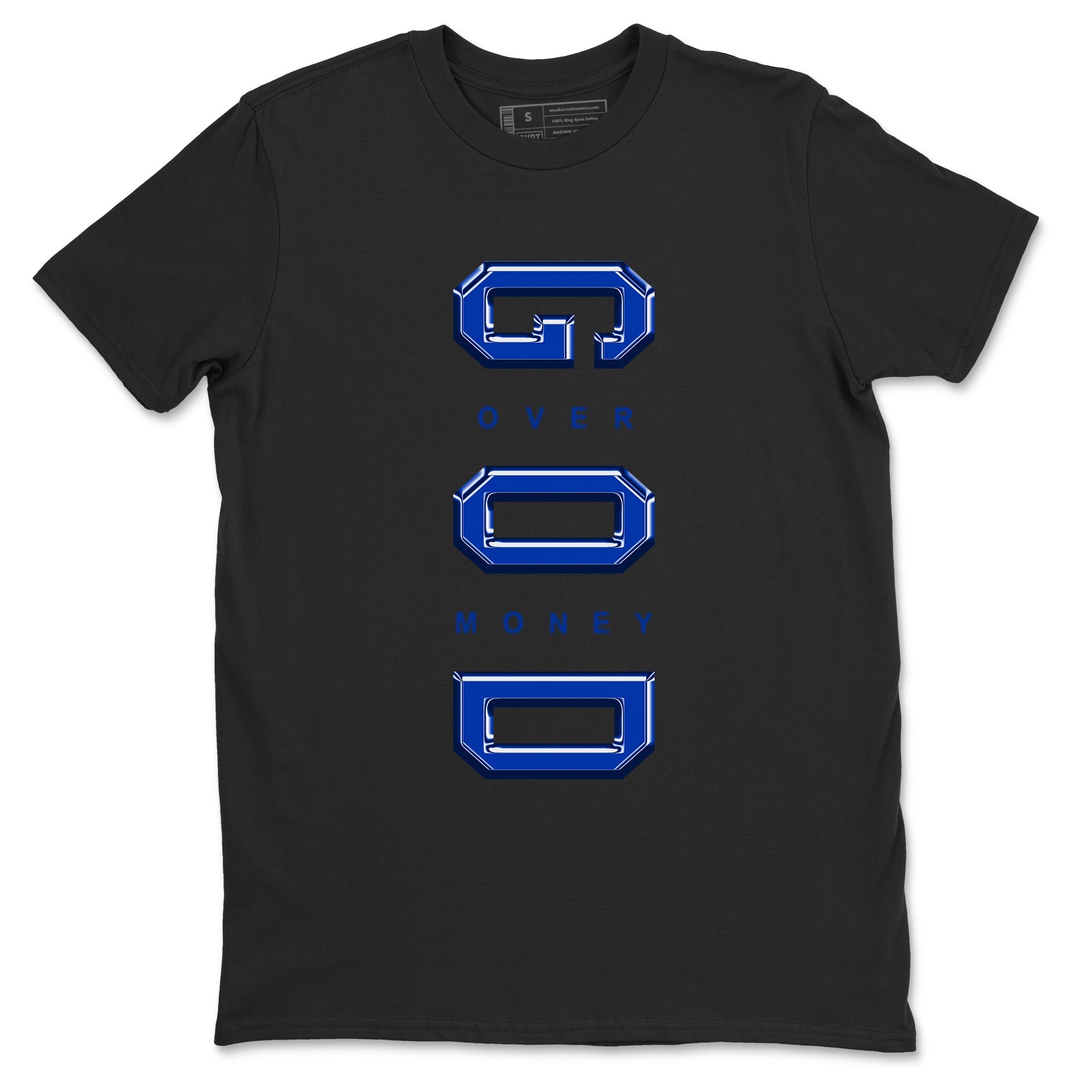 Foams One Royal shirts to match jordans God Over Money sneaker match tees Air Foamposite One Royal match shoes to clothes SNRT Sneaker Tees unisex cotton Black 2 shirts