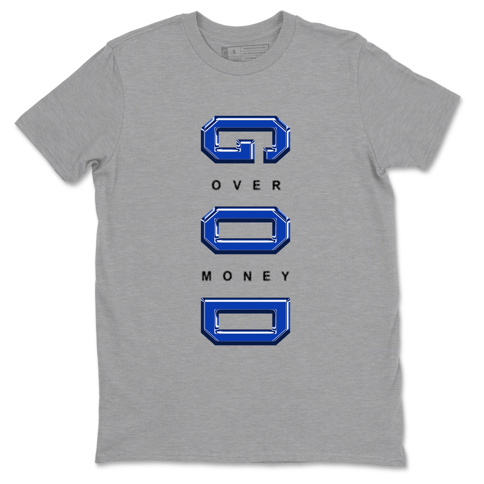 Foams One Royal shirts to match jordans God Over Money sneaker match tees Air Foamposite One Royal match shoes to clothes SNRT Sneaker Tees unisex cotton Heather Grey 2 shirts