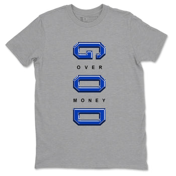Foams One Royal shirts to match jordans God Over Money sneaker match tees Air Foamposite One Royal match shoes to clothes SNRT Sneaker Tees unisex cotton Heather Grey 2 shirts