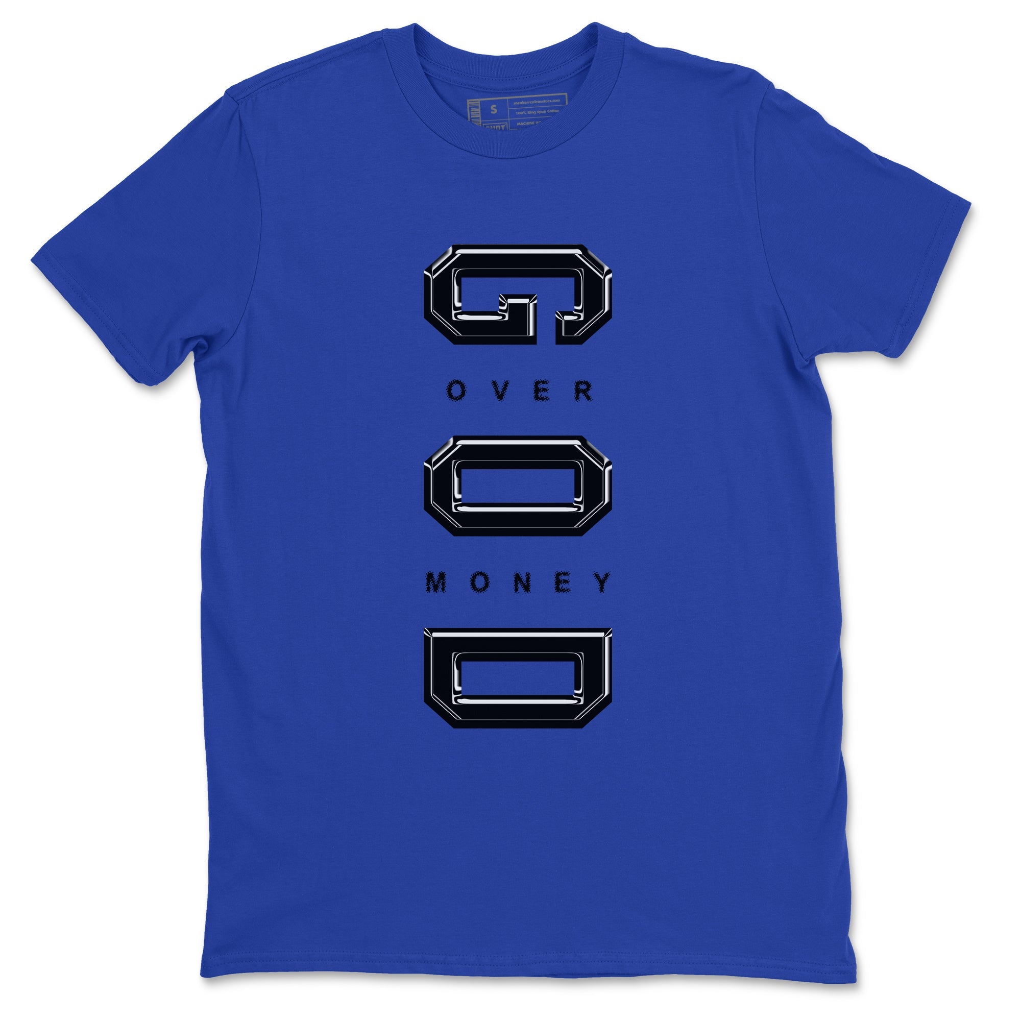 Foams One Royal shirts to match jordans God Over Money sneaker match tees Air Foamposite One Royal match shoes to clothes SNRT Sneaker Tees unisex cotton Royal Blue 2 shirts