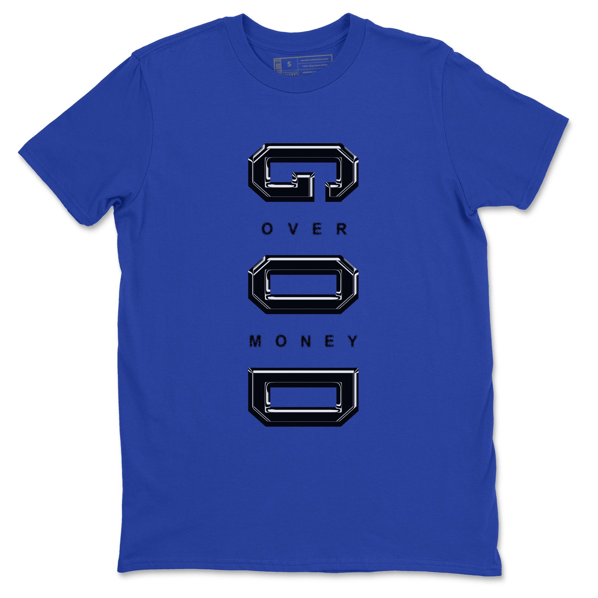 Foams One Royal shirts to match jordans God Over Money sneaker match tees Air Foamposite One Royal match shoes to clothes SNRT Sneaker Tees unisex cotton Royal Blue 2 shirts