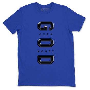 Foams One Royal shirts to match jordans God Over Money sneaker match tees Air Foamposite One Royal match shoes to clothes SNRT Sneaker Tees unisex cotton Royal Blue 2 shirts