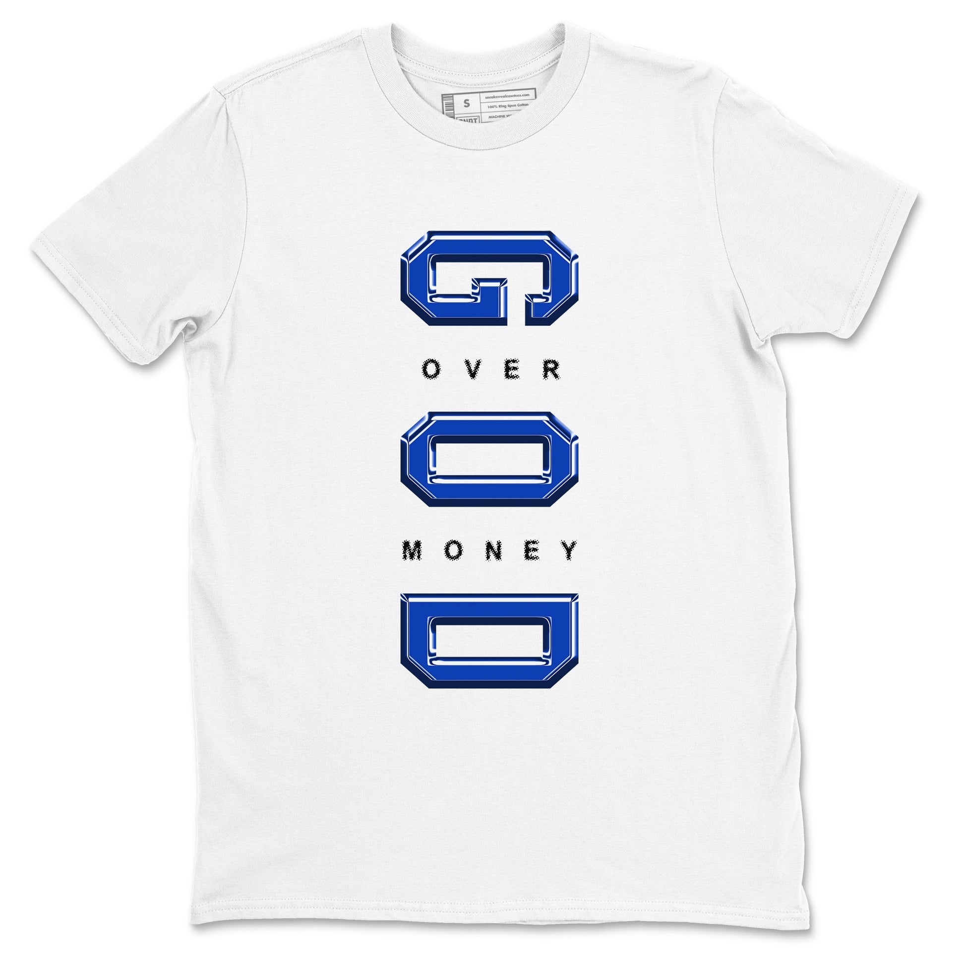 Foams One Royal shirts to match jordans God Over Money sneaker match tees Air Foamposite One Royal match shoes to clothes SNRT Sneaker Tees unisex cotton White 2 shirts