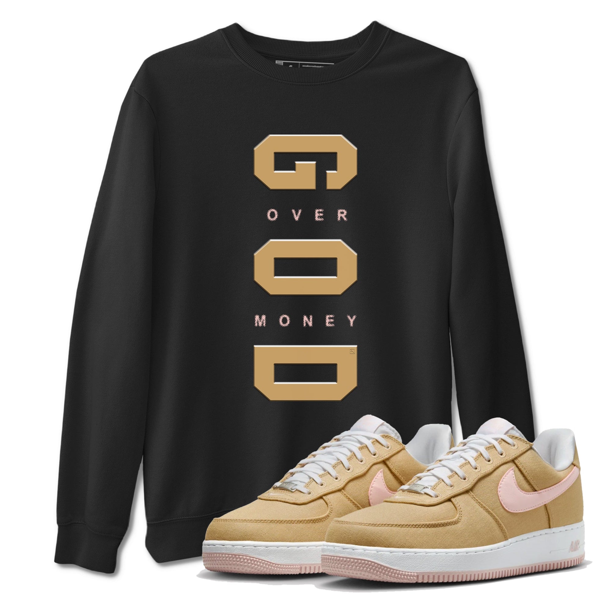 AF 1 Linen shirts to match jordans God Over Money sneaker match tees Air Force 1 Linen match shoes to clothes SNRT Sneaker Tees unisex cotton Black 1 shirts