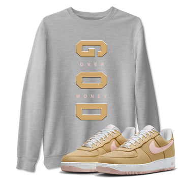 AF 1 Linen shirts to match jordans God Over Money sneaker match tees Air Force 1 Linen match shoes to clothes SNRT Sneaker Tees unisex cotton Heather Grey 1 shirts