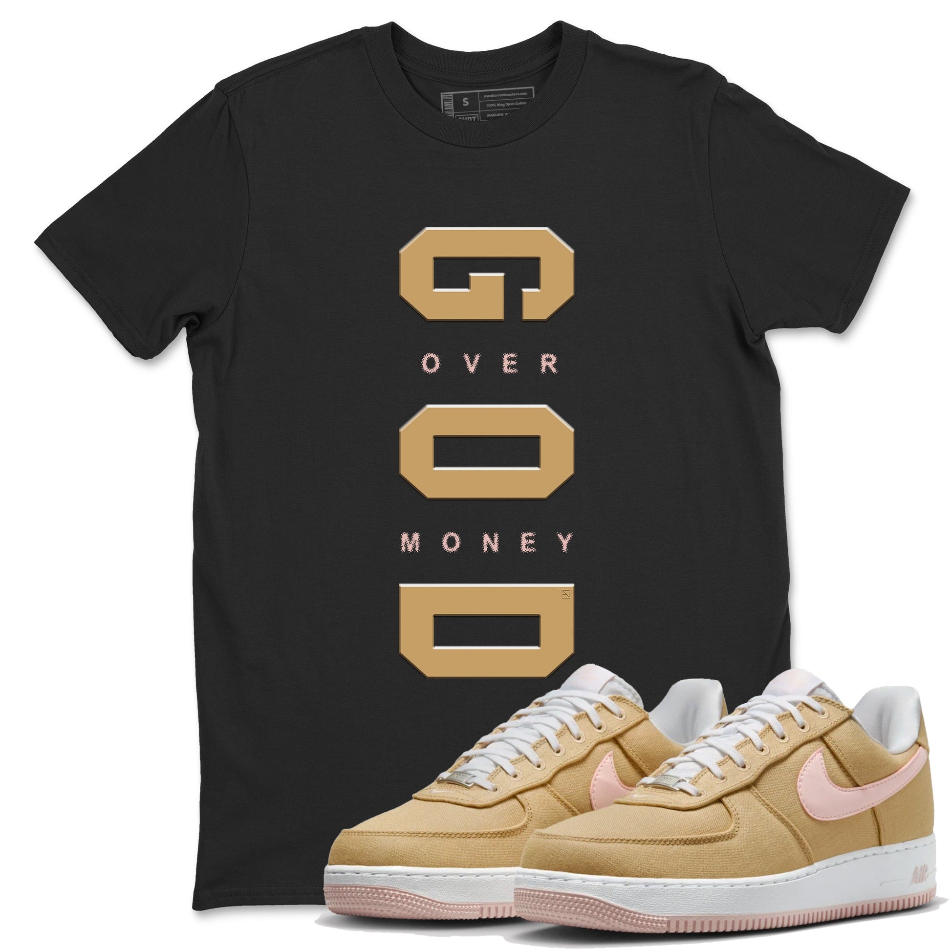 AF 1 Linen shirts to match jordans God Over Money sneaker match tees Air Force 1 Linen match shoes to clothes SNRT Sneaker Tees unisex cotton Black 1 shirts