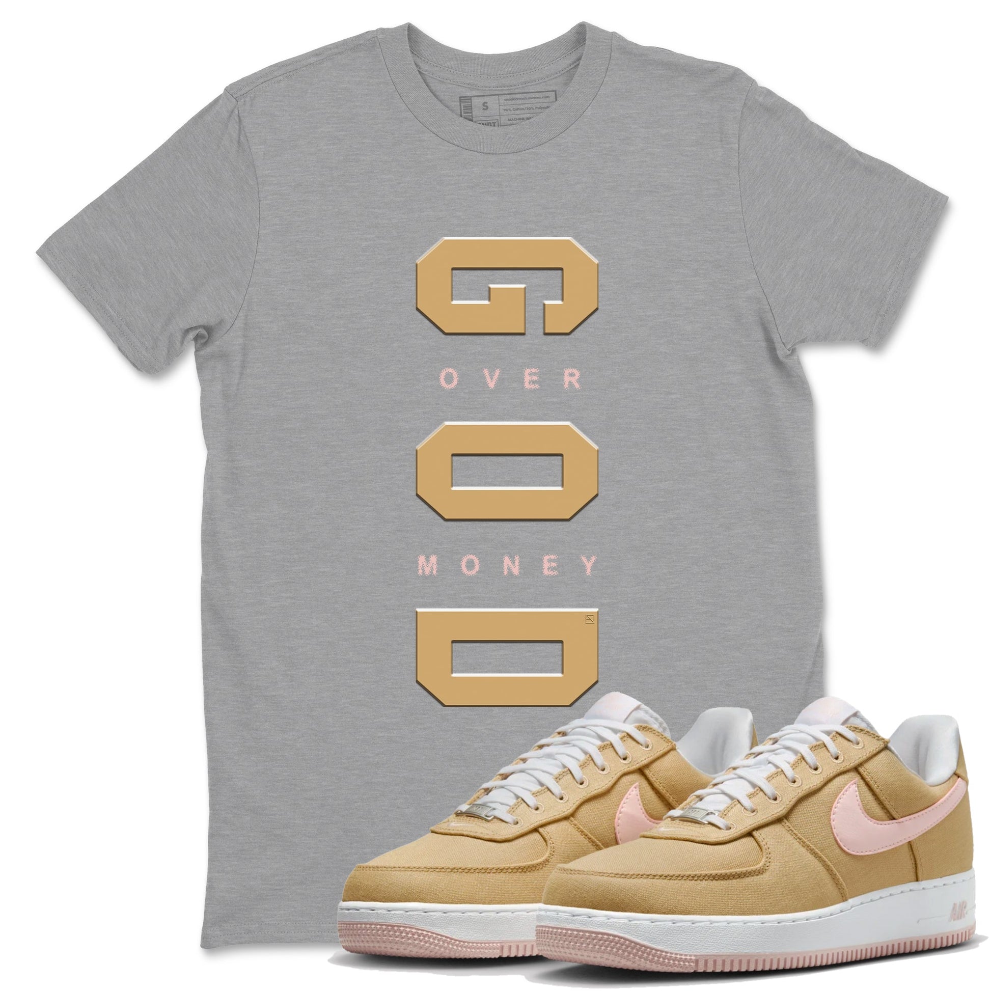 AF 1 Linen shirts to match jordans God Over Money sneaker match tees Air Force 1 Linen match shoes to clothes SNRT Sneaker Tees unisex cotton Heather Grey 1 shirts
