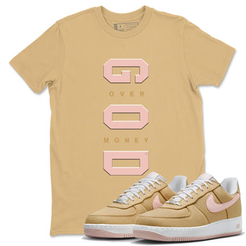AF 1 Linen shirts to match jordans God Over Money sneaker match tees Air Force 1 Linen match shoes to clothes SNRT Sneaker Tees unisex cotton Old Gold 1 shirts