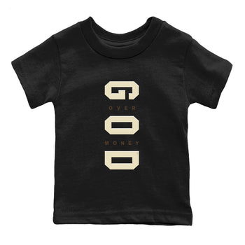 1s Mocha shirts to match jordans God Over Money sneaker match tees Air Jordan 1 Mocha match shoes to clothes SNRT Sneaker Tees Youth Baby Black 2 tee