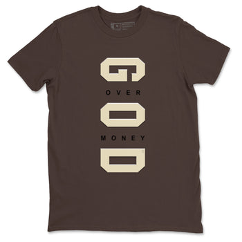 1s Mocha shirts to match jordans God Over Money sneaker match tees Air Jordan 1 Mocha match shoes to clothes SNRT Sneaker Tees unisex cotton Dark Chocolate 2 shirts
