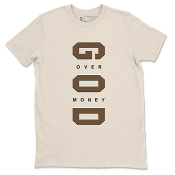 1s Mocha shirts to match jordans God Over Money sneaker match tees Air Jordan 1 Mocha match shoes to clothes SNRT Sneaker Tees unisex cotton Natural 2 shirts