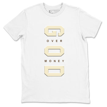 1s Mocha shirts to match jordans God Over Money sneaker match tees Air Jordan 1 Mocha match shoes to clothes SNRT Sneaker Tees unisex cotton White 2 shirts