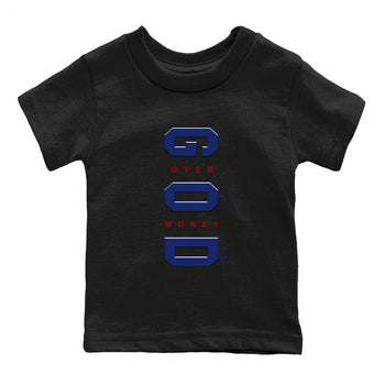 Air Jordan 1 High OG Rare Air Deep Royal Blue to match jordans God Over Money sneaker match tees Air Jordan 1 Retro High OG Rare Air match shoes to clothes SNRT Sneaker Tees Youth Baby Black 2 tee