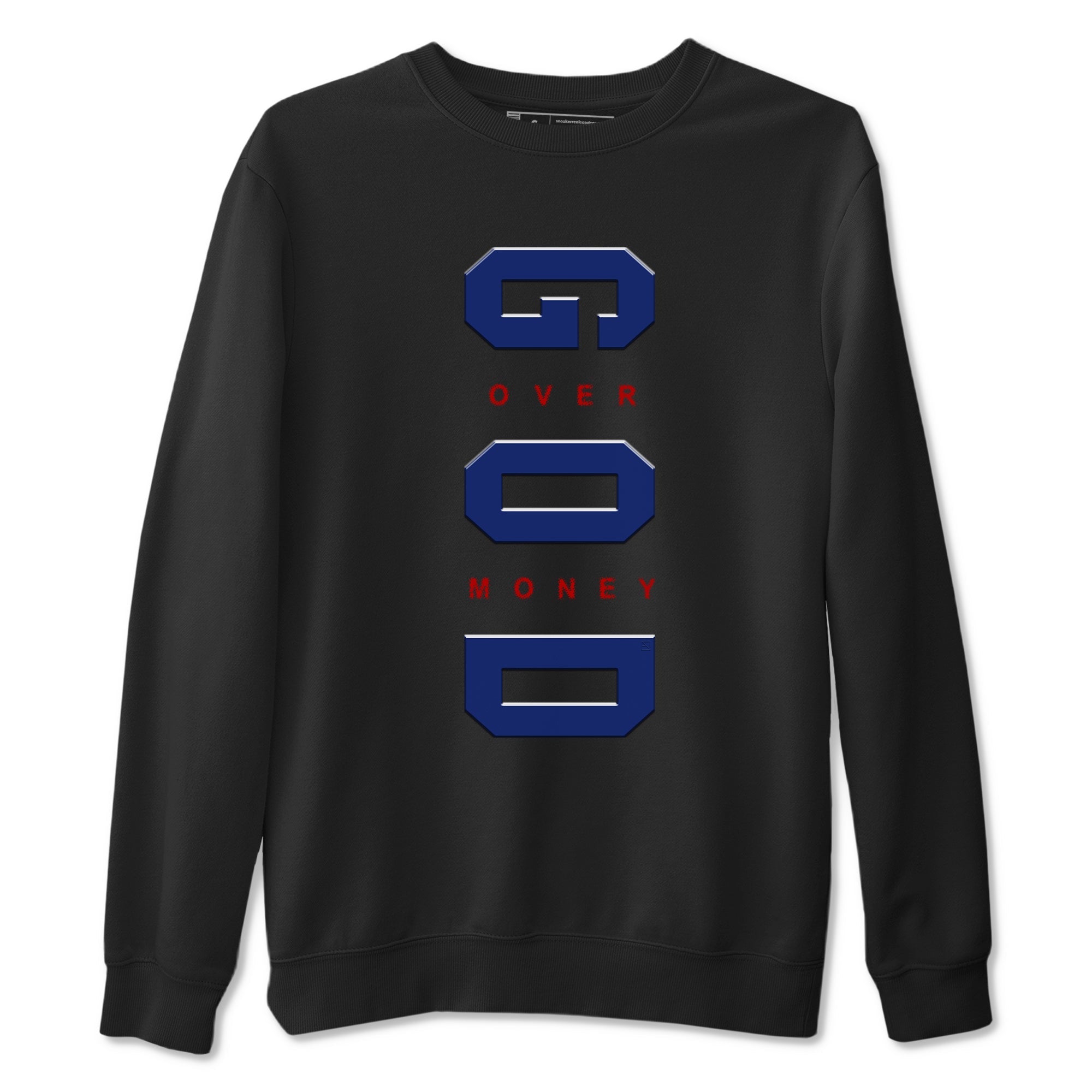 Air Jordan 1 High OG Rare Air Deep Royal Blue to match jordans God Over Money sneaker match tees Air Jordan 1 Retro High OG Rare Air match shoes to clothes SNRT Sneaker Tees unisex cotton Black 2 shirts