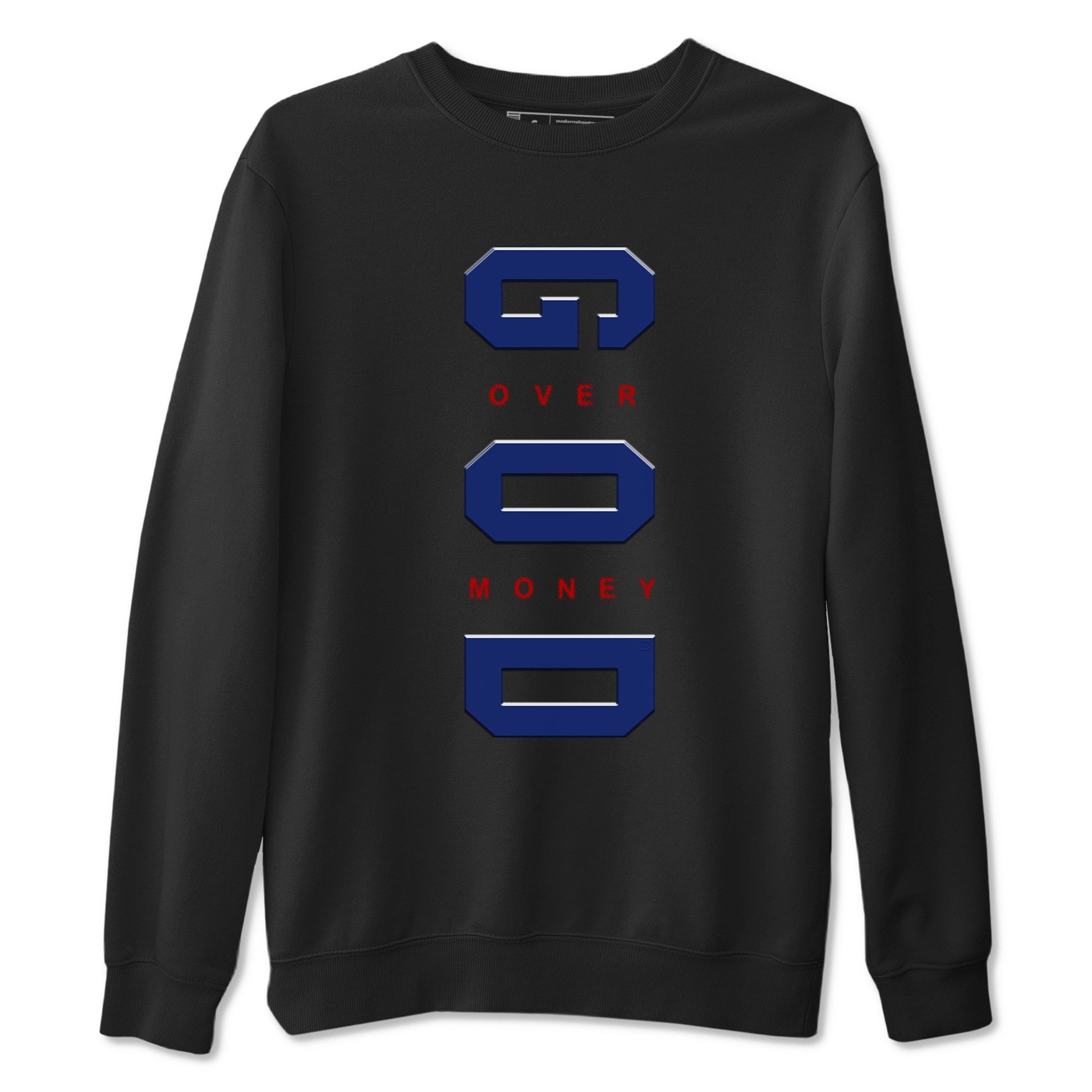 Air Jordan 1 High OG Rare Air Deep Royal Blue to match jordans God Over Money sneaker match tees Air Jordan 1 Retro High OG Rare Air match shoes to clothes SNRT Sneaker Tees unisex cotton Black 2 shirts