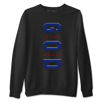 Air Jordan 1 High OG Rare Air Deep Royal Blue to match jordans God Over Money sneaker match tees Air Jordan 1 Retro High OG Rare Air match shoes to clothes SNRT Sneaker Tees unisex cotton Black 2 shirts