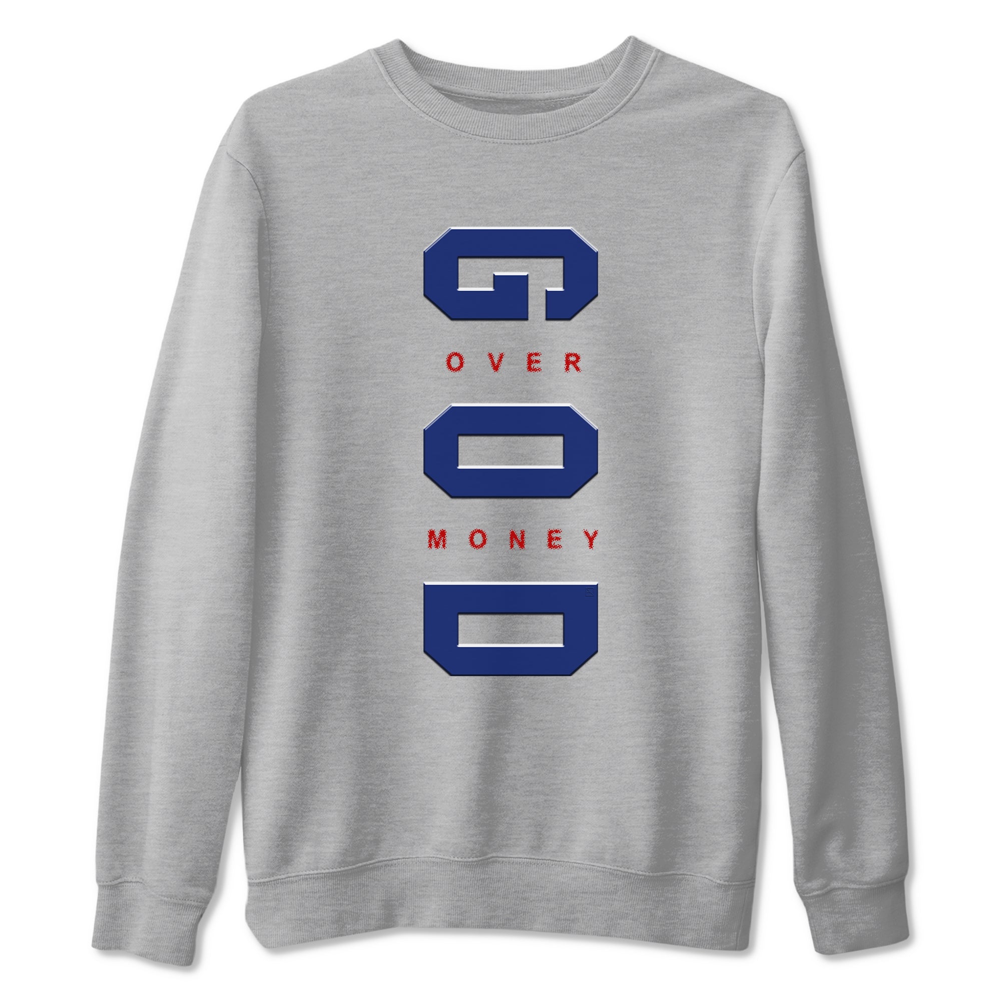 Air Jordan 1 High OG Rare Air Deep Royal Blue to match jordans God Over Money sneaker match tees Air Jordan 1 Retro High OG Rare Air match shoes to clothes SNRT Sneaker Tees unisex cotton Heather Grey 2 shirts