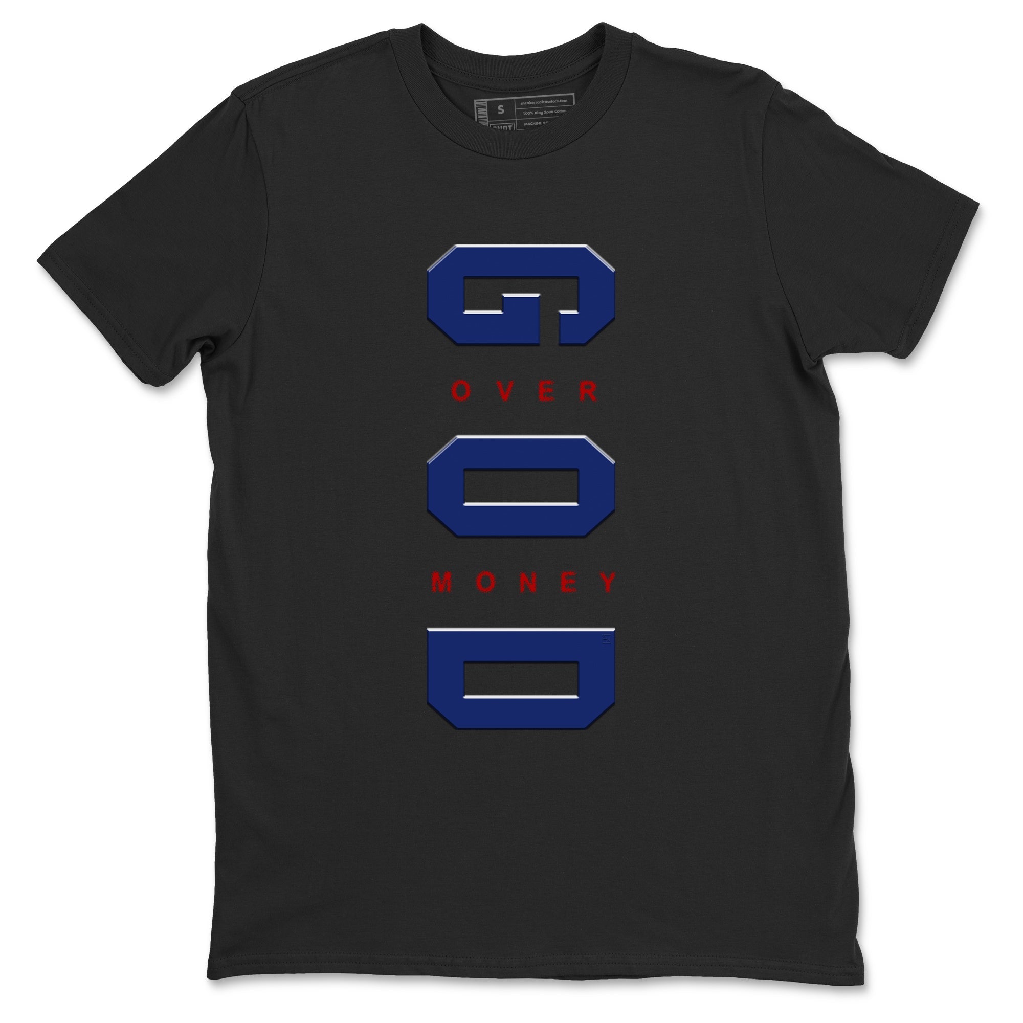 Air Jordan 1 High OG Rare Air Deep Royal Blue to match jordans God Over Money sneaker match tees Air Jordan 1 Retro High OG Rare Air match shoes to clothes SNRT Sneaker Tees unisex cotton Black 2 shirts