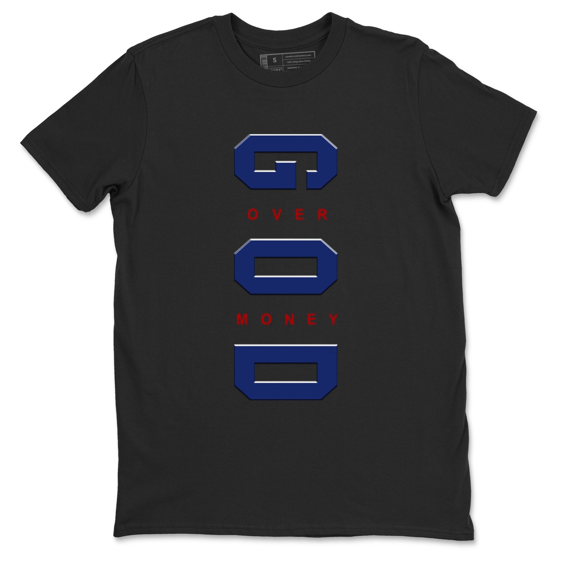Air Jordan 1 High OG Rare Air Deep Royal Blue to match jordans God Over Money sneaker match tees Air Jordan 1 Retro High OG Rare Air match shoes to clothes SNRT Sneaker Tees unisex cotton Black 2 shirts