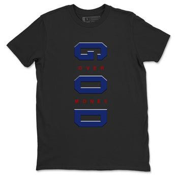 Air Jordan 1 High OG Rare Air Deep Royal Blue to match jordans God Over Money sneaker match tees Air Jordan 1 Retro High OG Rare Air match shoes to clothes SNRT Sneaker Tees unisex cotton Black 2 shirts