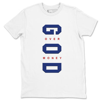 Air Jordan 1 High OG Rare Air Deep Royal Blue to match jordans God Over Money sneaker match tees Air Jordan 1 Retro High OG Rare Air match shoes to clothes SNRT Sneaker Tees unisex cotton White 2 shirts