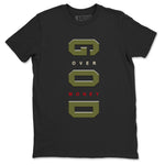 Jordan 1 Olive t shirts to match sneakers God Over Money sneaker match tees Air Jordan 1 Low x Travis Scott Reverse Olive tee SNRT Sneaker Tees unisex cotton Black 2 shirts