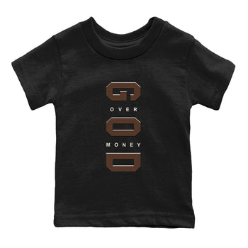 12s Baroque Brown shirts to match jordans God Over Money best t shirts to wear with jordans SoleFly x Jordan 12 Baroque Brown match shoes to clothes SNRT Sneaker Tees Youth Baby Black 2 tee