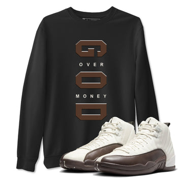 12s Baroque Brown shirts to match jordans God Over Money best t shirts to wear with jordans SoleFly x Jordan 12 Baroque Brown match shoes to clothes SNRT Sneaker Tees unisex cotton Black 1 shirts