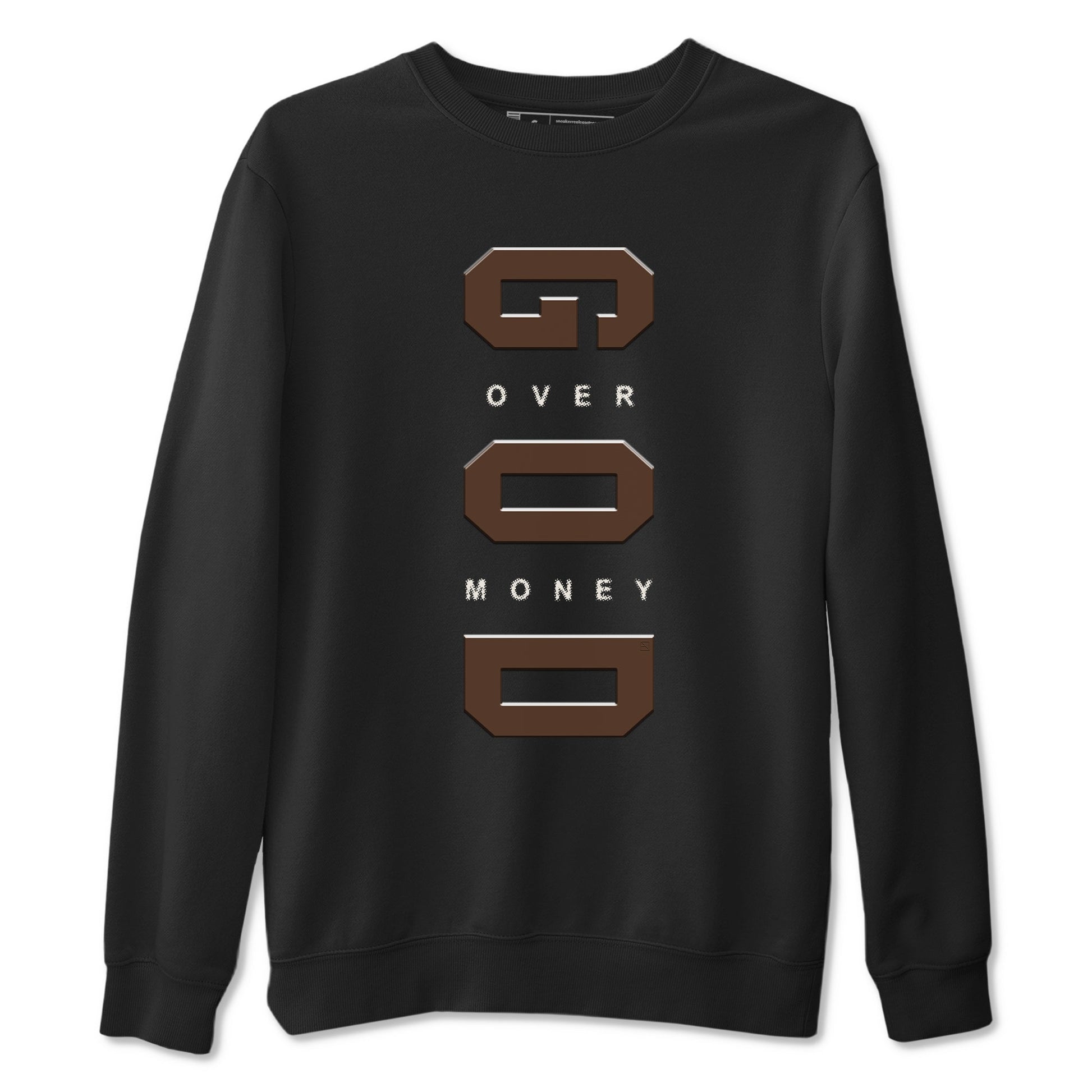 12s Baroque Brown shirts to match jordans God Over Money best t shirts to wear with jordans SoleFly x Jordan 12 Baroque Brown match shoes to clothes SNRT Sneaker Tees unisex cotton Black 2 shirts