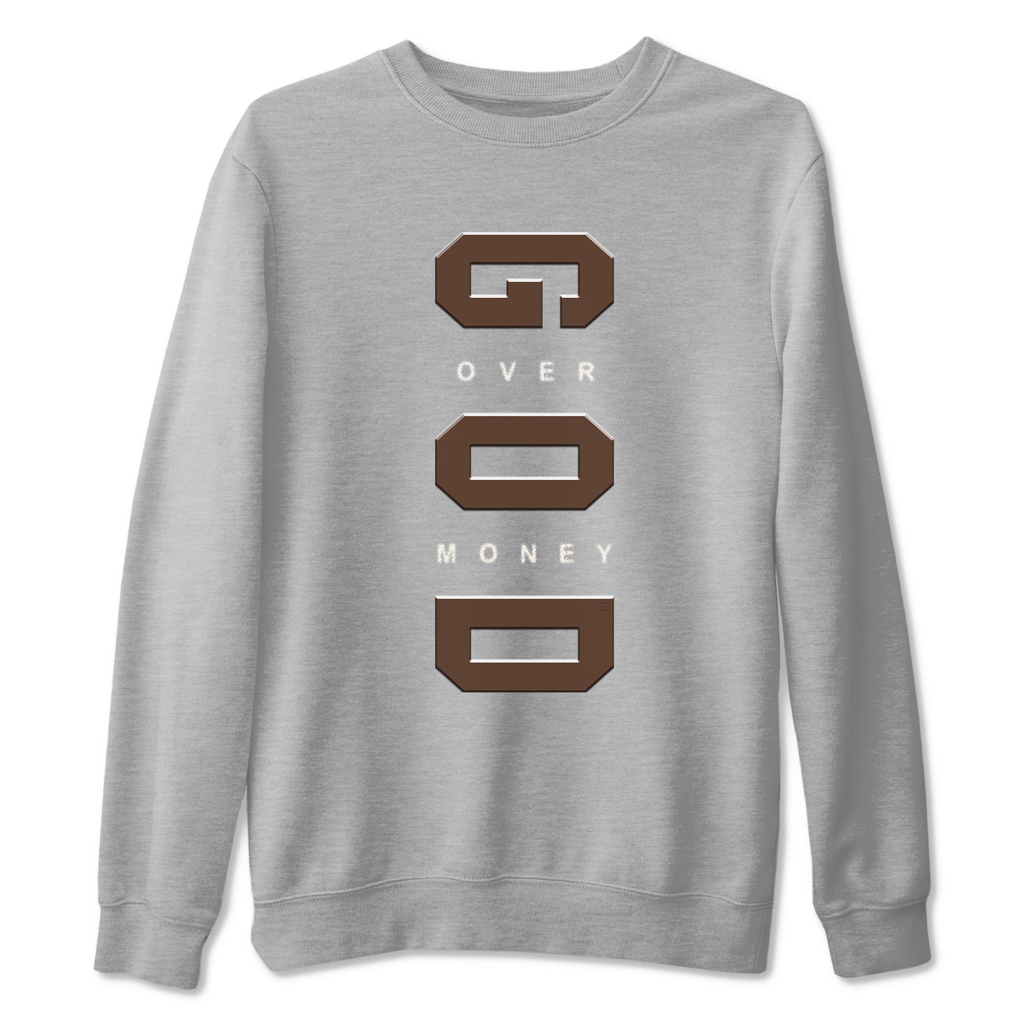 12s Baroque Brown shirts to match jordans God Over Money best t shirts to wear with jordans SoleFly x Jordan 12 Baroque Brown match shoes to clothes SNRT Sneaker Tees unisex cotton Heather Grey 2 shirts