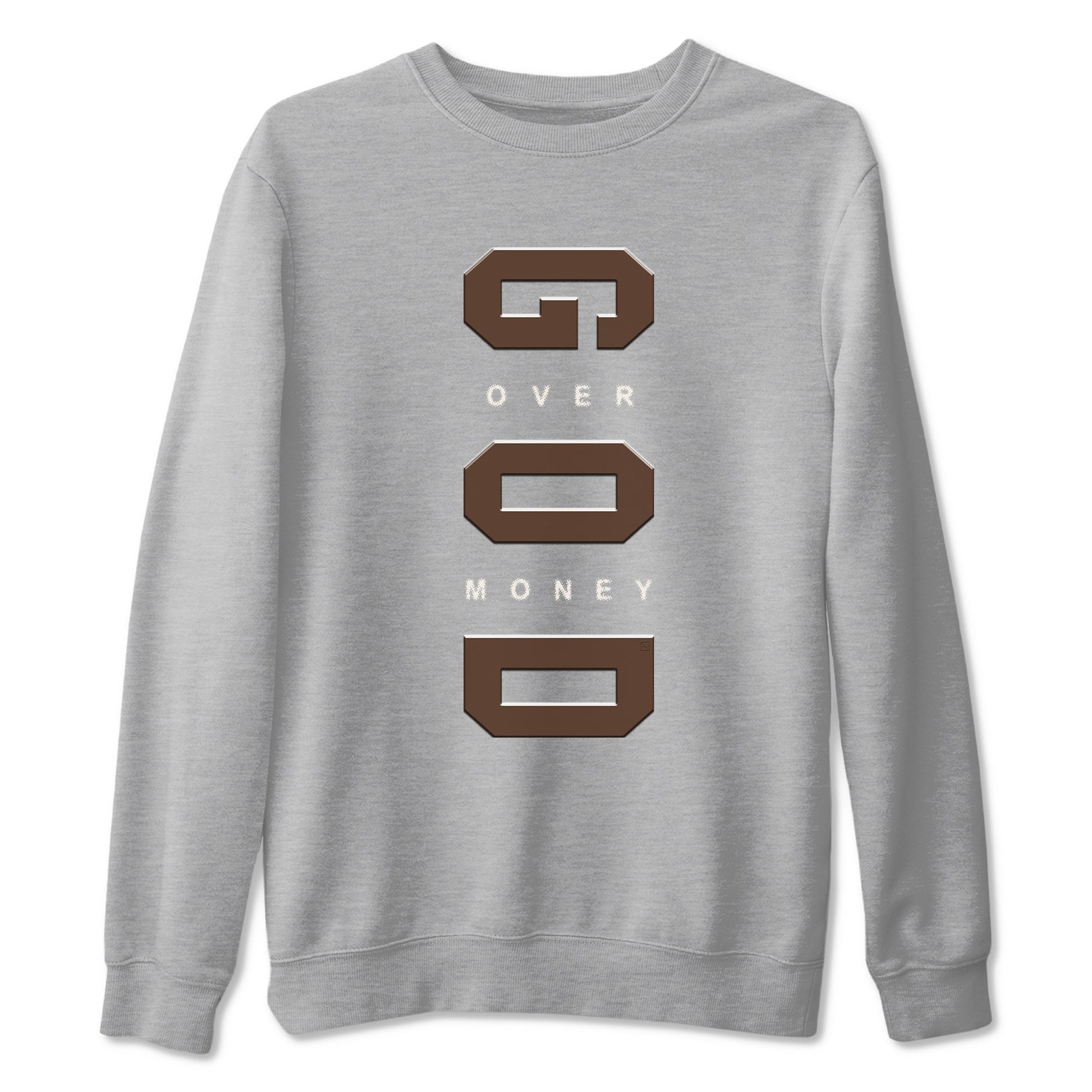 12s Baroque Brown shirts to match jordans God Over Money best t shirts to wear with jordans SoleFly x Jordan 12 Baroque Brown match shoes to clothes SNRT Sneaker Tees unisex cotton Heather Grey 2 shirts