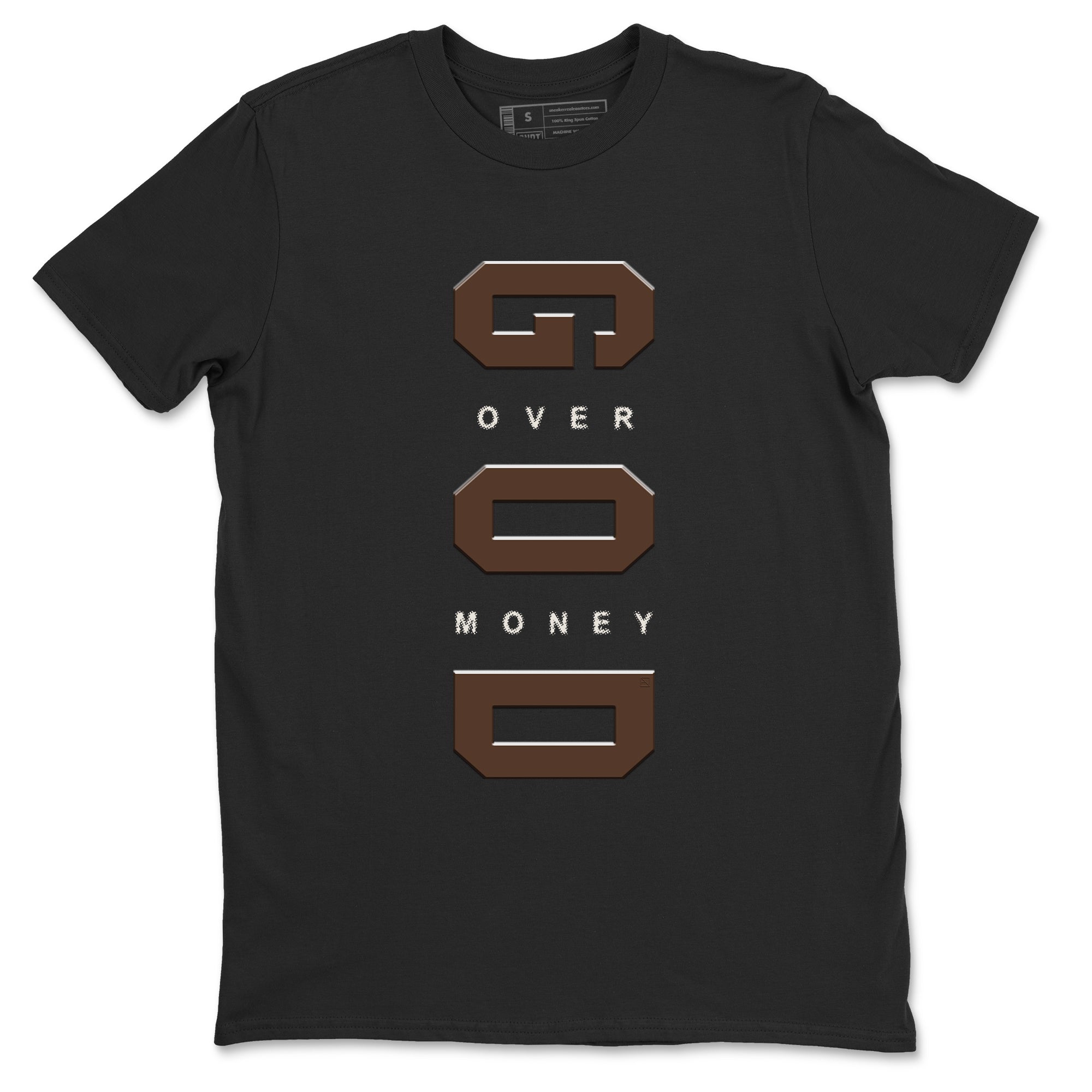 12s Baroque Brown shirts to match jordans God Over Money best t shirts to wear with jordans SoleFly x Jordan 12 Baroque Brown match shoes to clothes SNRT Sneaker Tees unisex cotton Black 2 shirts