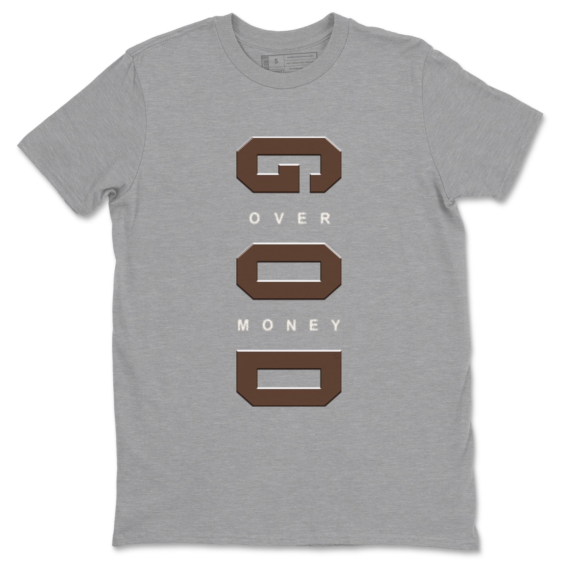 12s Baroque Brown shirts to match jordans God Over Money best t shirts to wear with jordans SoleFly x Jordan 12 Baroque Brown match shoes to clothes SNRT Sneaker Tees unisex cotton Heather Grey 2 shirts