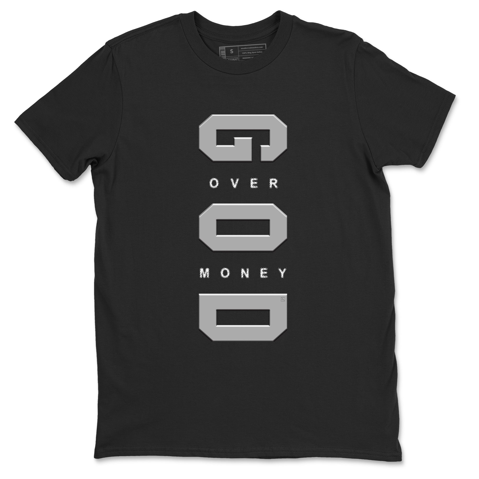 God Over Money SNRT Sneaker Tees Air Jordan 12 Black Wolf Grey SNRT Sneaker T shirts