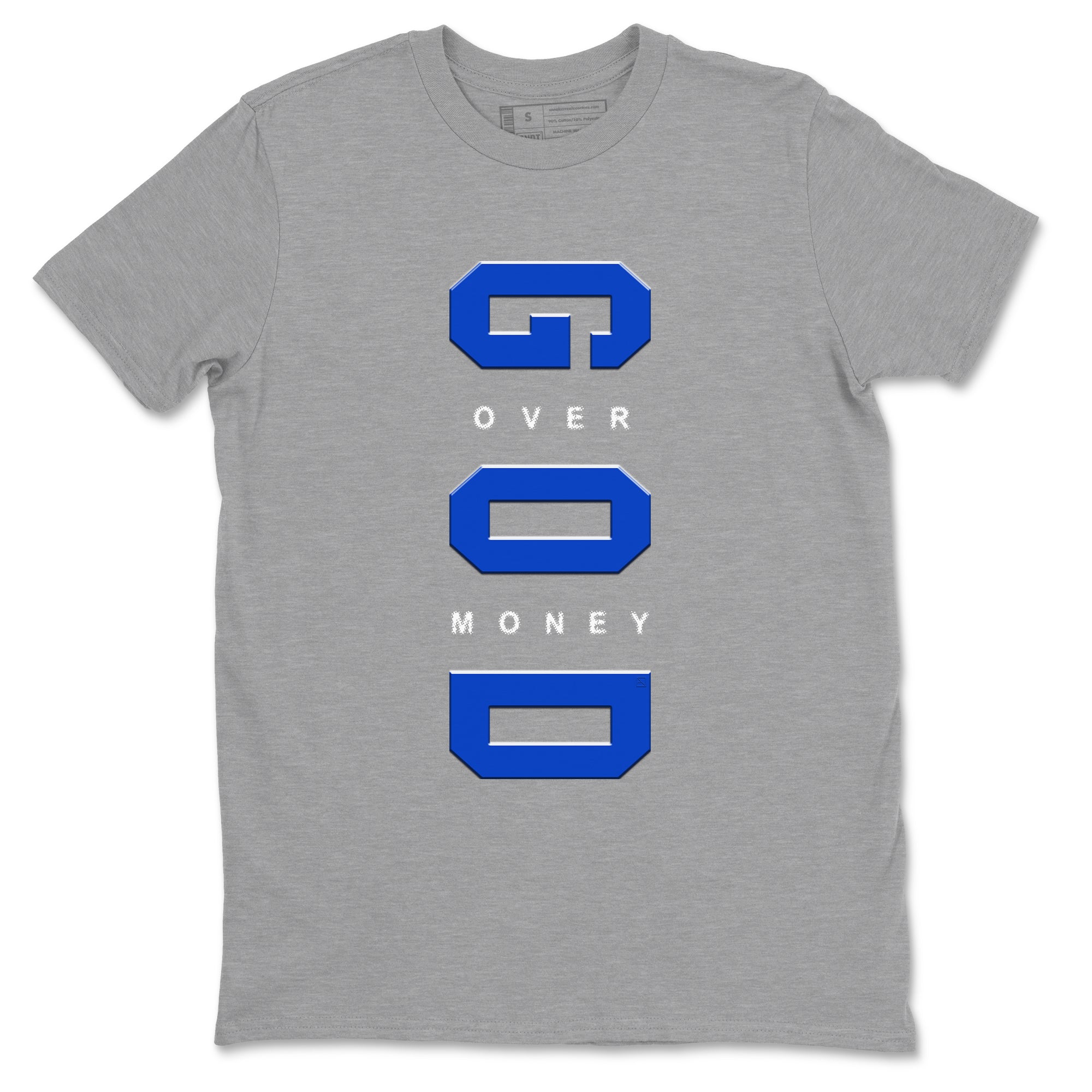12s Blueberry shirts to match jordans God Over Money sneaker match tees AJ12 Retro Blueberry match shoes to clothes SNRT Sneaker Tees unisex cotton Heather Grey 2 shirts