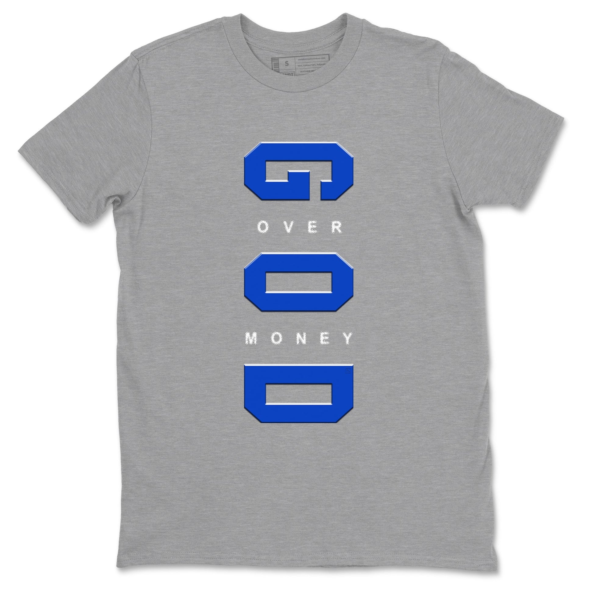 12s Blueberry shirts to match jordans God Over Money sneaker match tees AJ12 Retro Blueberry match shoes to clothes SNRT Sneaker Tees unisex cotton Heather Grey 2 shirts