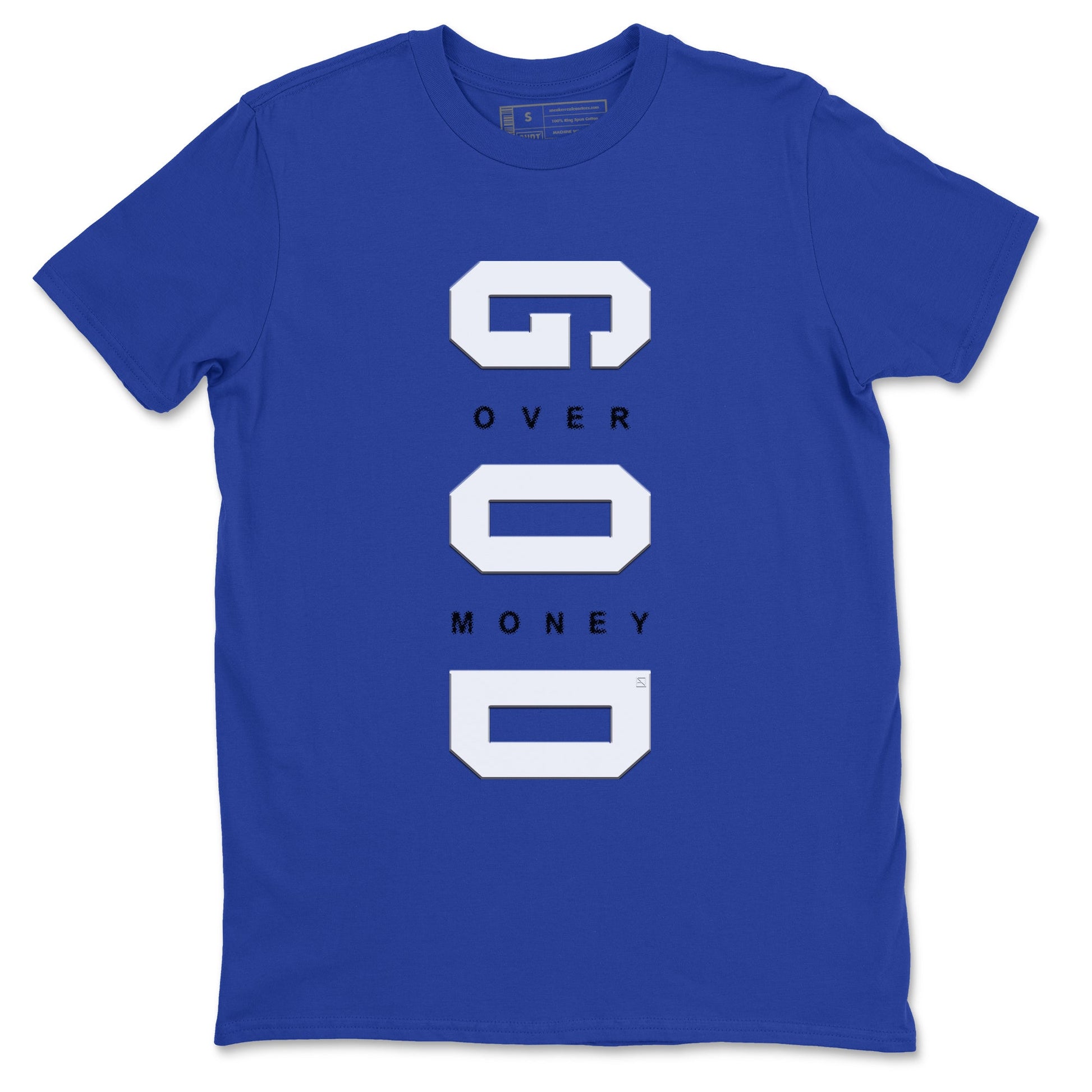 12s Blueberry shirts to match jordans God Over Money sneaker match tees AJ12 Retro Blueberry match shoes to clothes SNRT Sneaker Tees unisex cotton Royal Blue 2 shirts