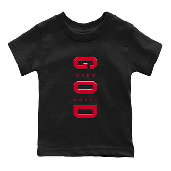12s Flu Game shirts to match jordans God Over Money sneaker match tees Air Jordan 12 Retro Flu Game match shoes to clothes SNRT Sneaker Tees Youth Baby Black 2 tee