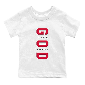 12s Flu Game shirts to match jordans God Over Money sneaker match tees Air Jordan 12 Retro Flu Game match shoes to clothes SNRT Sneaker Tees Youth Baby White 2 tee