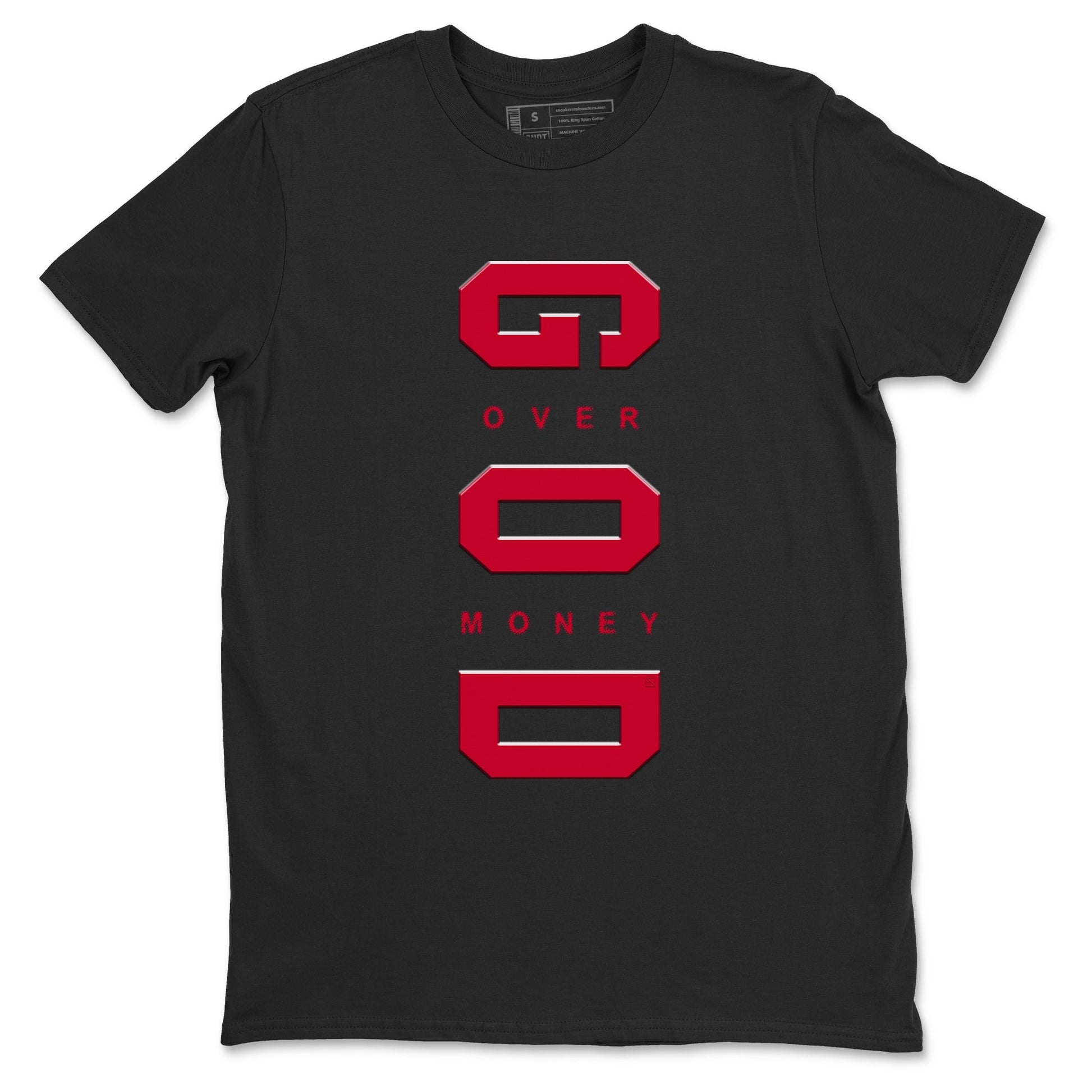 12s Flu Game shirts to match jordans God Over Money sneaker match tees Air Jordan 12 Retro Flu Game match shoes to clothes SNRT Sneaker Tees unisex cotton Black 2 shirts