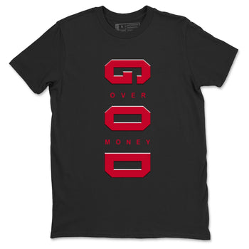 12s Flu Game shirts to match jordans God Over Money sneaker match tees Air Jordan 12 Retro Flu Game match shoes to clothes SNRT Sneaker Tees unisex cotton Black 2 shirts