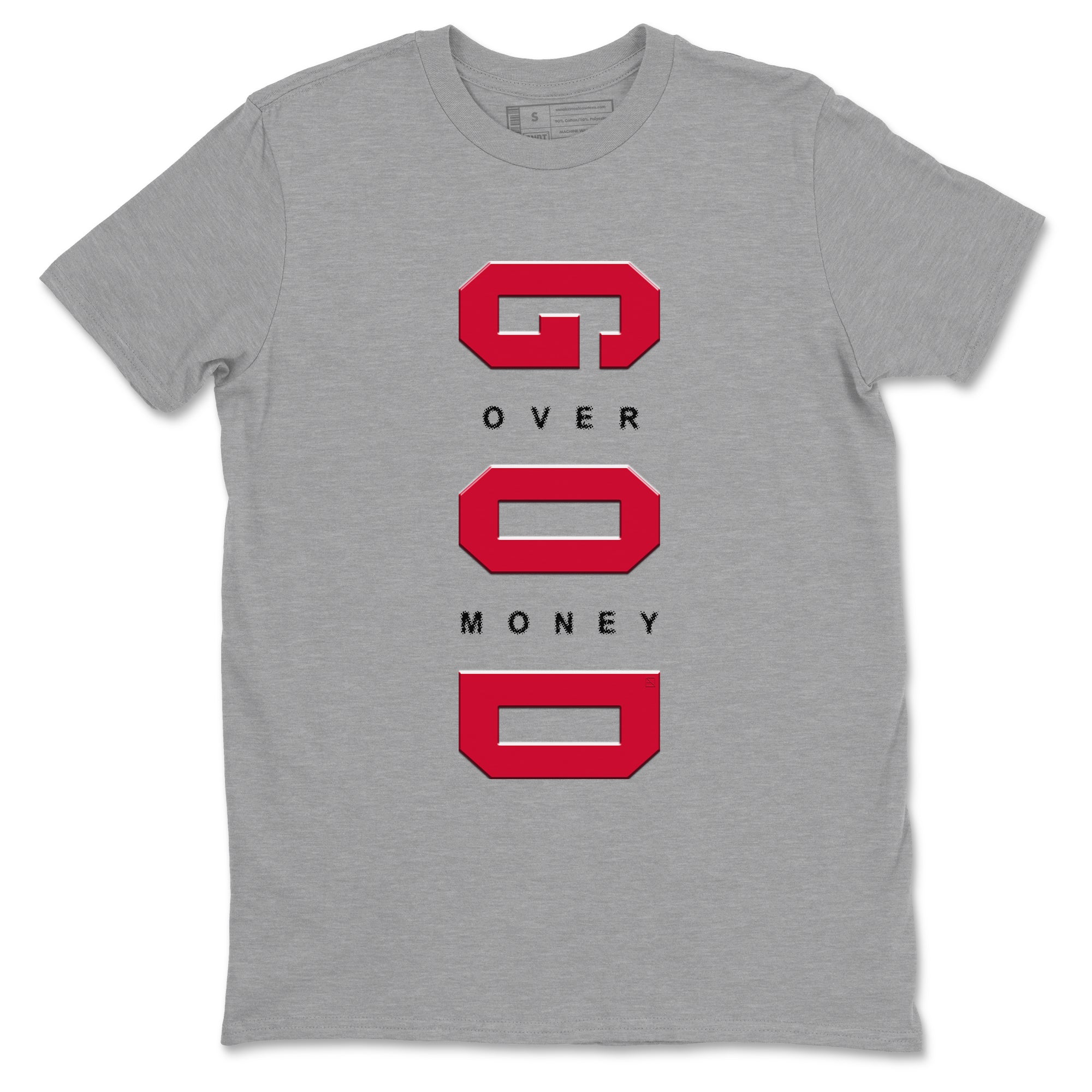 12s Flu Game shirts to match jordans God Over Money sneaker match tees Air Jordan 12 Retro Flu Game match shoes to clothes SNRT Sneaker Tees unisex cotton Heather Grey 2 shirts